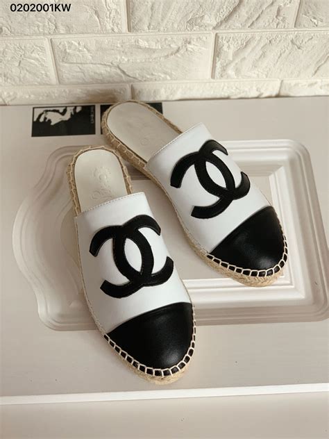 chanel slippers for ladies|chanel espadrilles black and white.